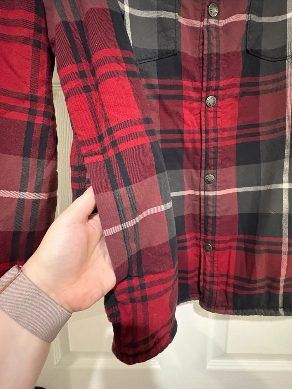 The North Face Red and Black Plaid Sherpa-Lined Shirt Jacket